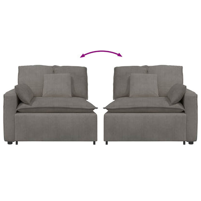 Modulares Sofa Endmodul mit Armlehne Kissen Hellgrau 100 cm