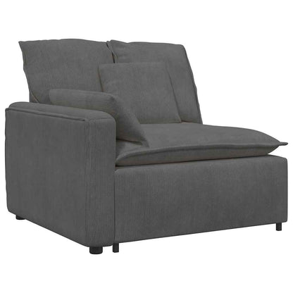 Modulares Sofa Endmodul mit Armlehne Kissen Dunkelgrau 100 cm