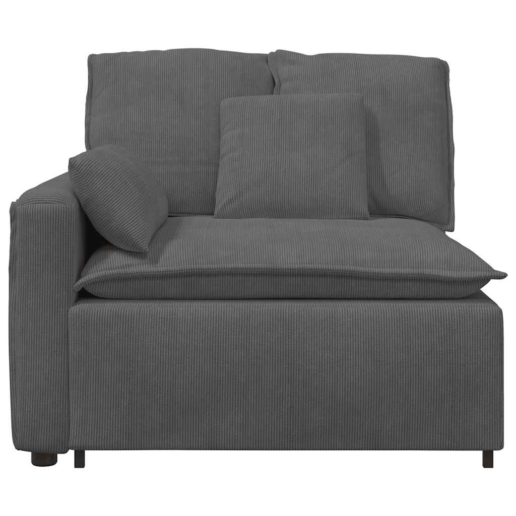 Modulares Sofa Endmodul mit Armlehne Kissen Dunkelgrau 100 cm