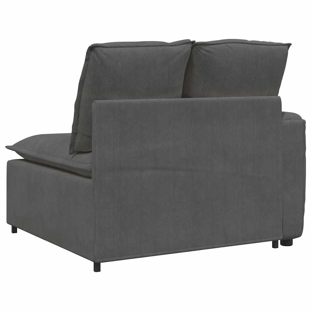 Modulares Sofa Endmodul mit Armlehne Kissen Dunkelgrau 100 cm