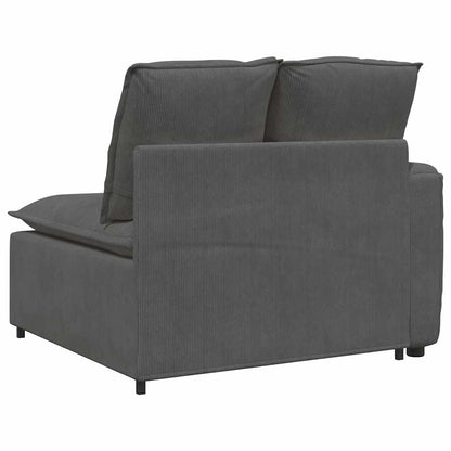 Modulares Sofa Endmodul mit Armlehne Kissen Dunkelgrau 100 cm