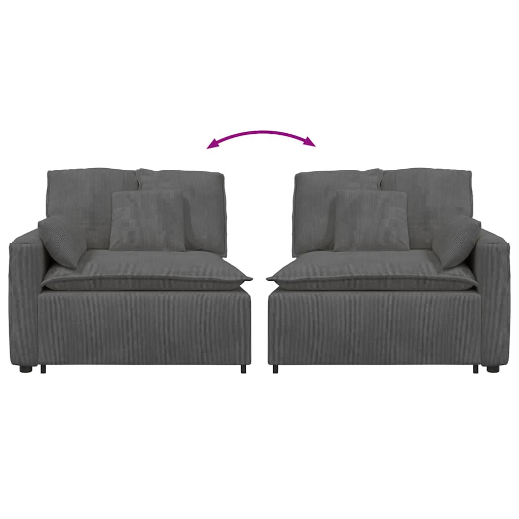 Modulares Sofa Endmodul mit Armlehne Kissen Dunkelgrau 100 cm