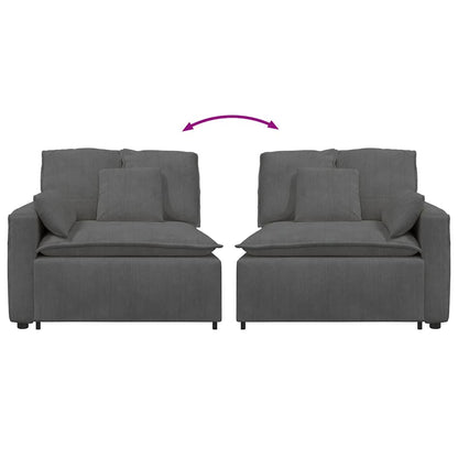 Modulares Sofa Endmodul mit Armlehne Kissen Dunkelgrau 100 cm