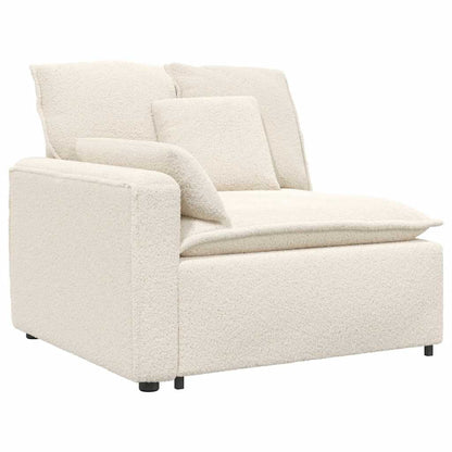 Modulares Sofa Endmodul mit Armlehne Kissen Creme 100 cm