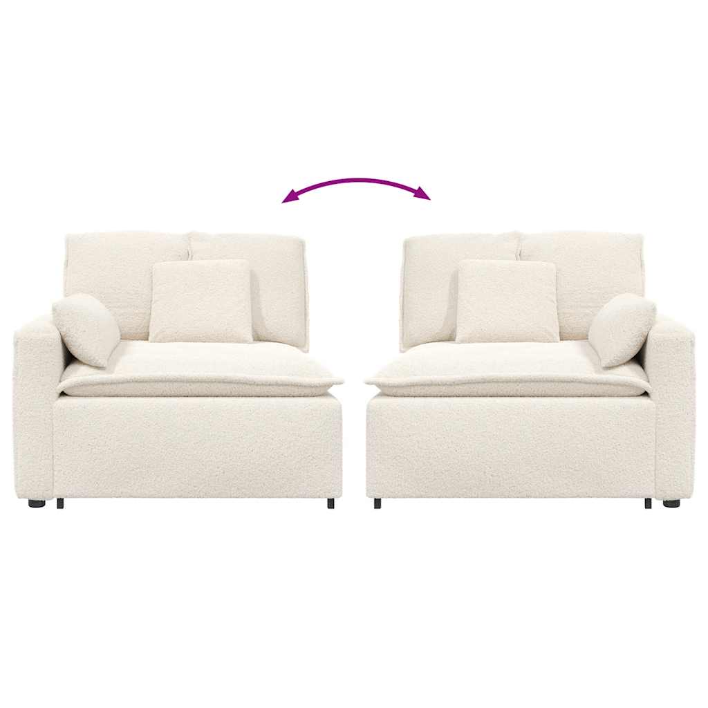 Modulares Sofa Endmodul mit Armlehne Kissen Creme 100 cm