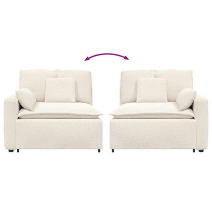 Modulares Sofa Endmodul mit Armlehne Kissen Creme 100 cm