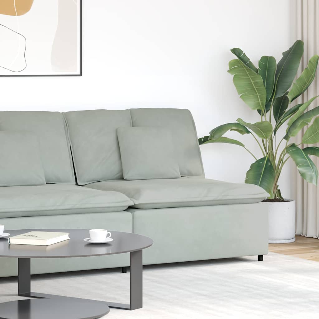 Modulares Sofa Mittelmodul mit Kissen Hellgrau 100 cm