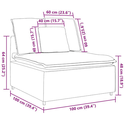 Modulares Sofa Mittelmodul mit Kissen Creme 100 cm