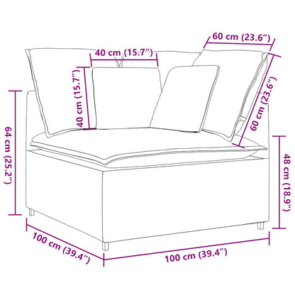 Modulares Sofa Eckmodul mit Kissen Taupe 100 cm