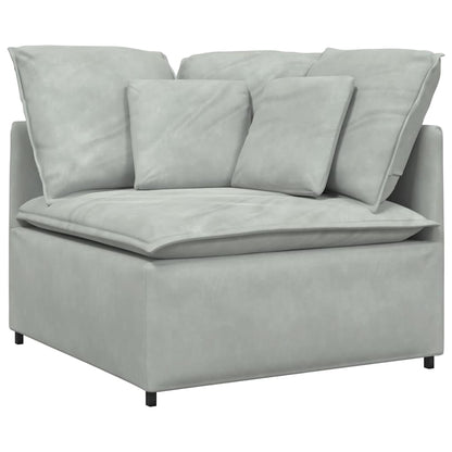 Modulares Sofa Eckmodul mit Kissen Hellgrau 100 cm