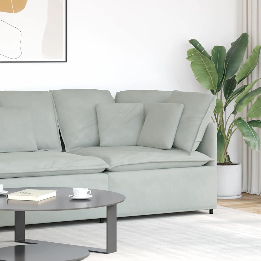 Modulares Sofa Eckmodul mit Kissen Hellgrau 100 cm