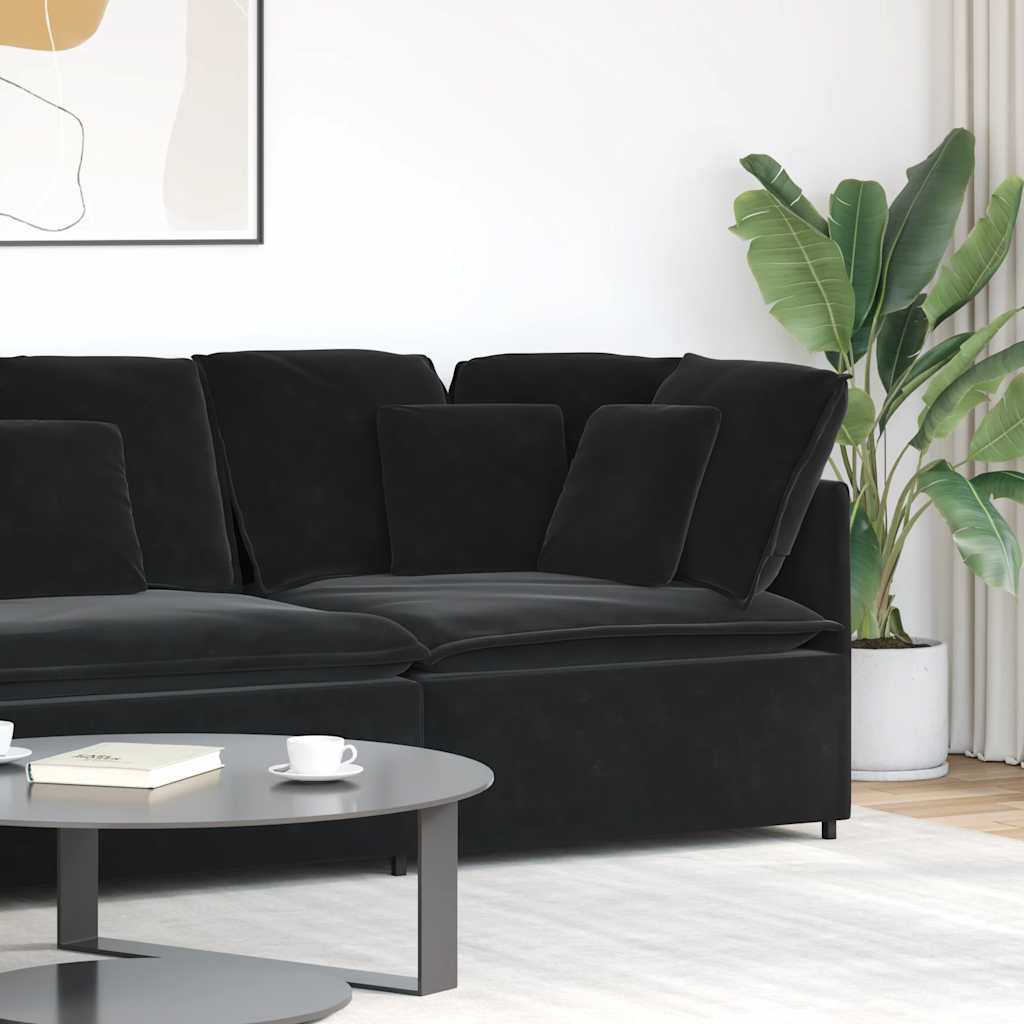 Modulares Sofa Eckmodul mit Kissen Schwarz 100 cm
