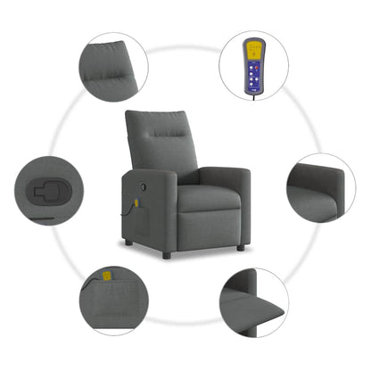Massage-Relaxsessel, Stoff, Dunkelgrau