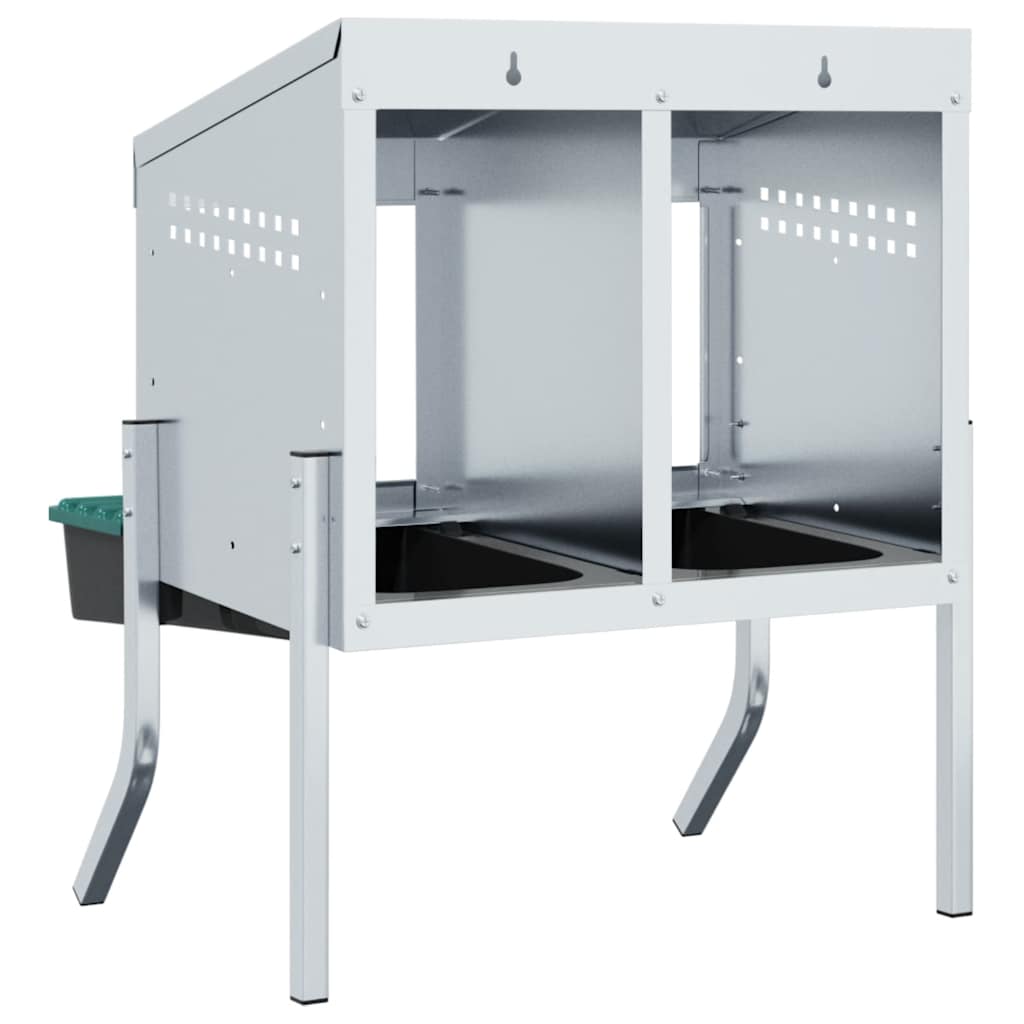 Hühner-Nistkasten 2 Fächer mit Beinen Verzinkter Stahl