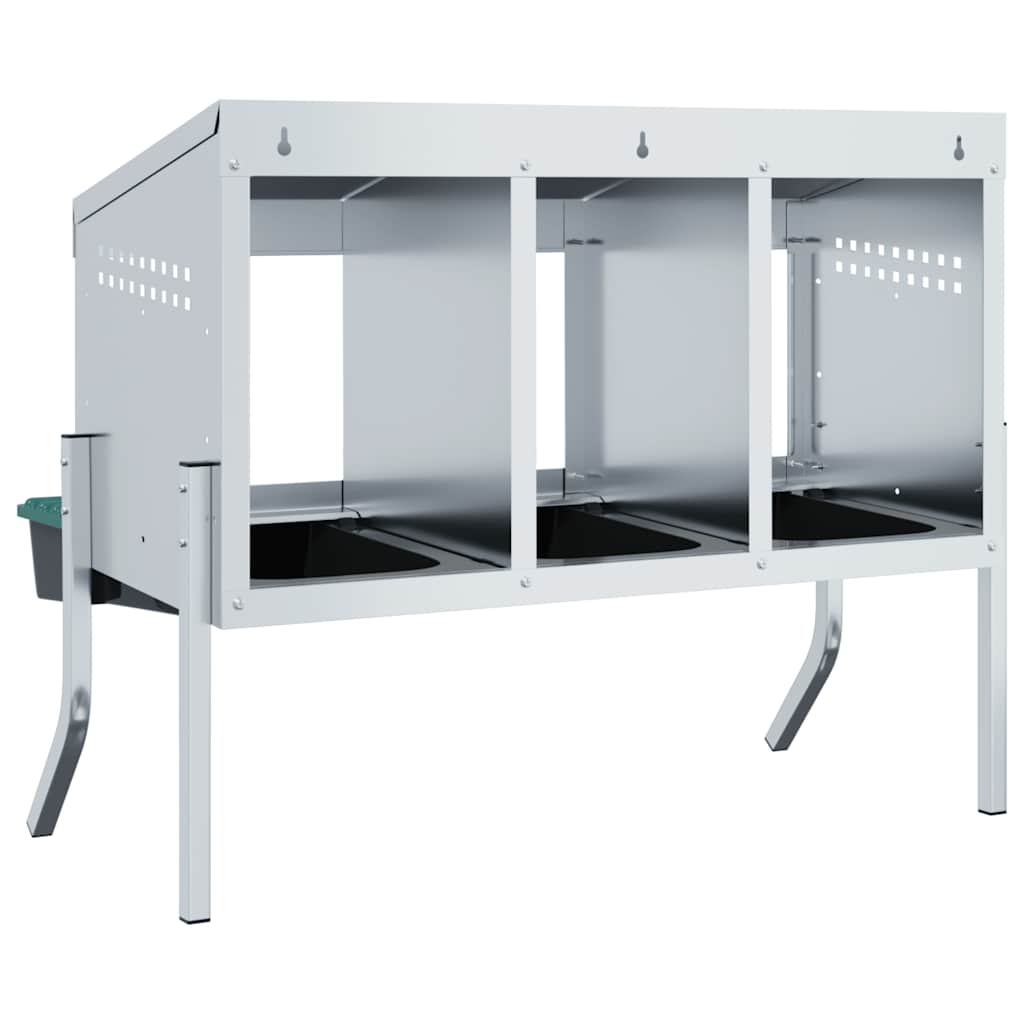 Hühner-Nistkasten 3 Fächer mit Beinen Verzinkter Stahl