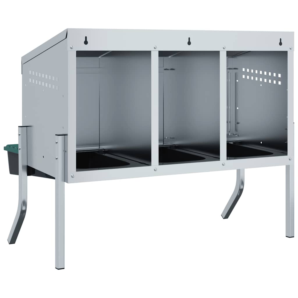 Hühner-Nistkasten 3 Fächer mit Beinen Verzinkter Stahl