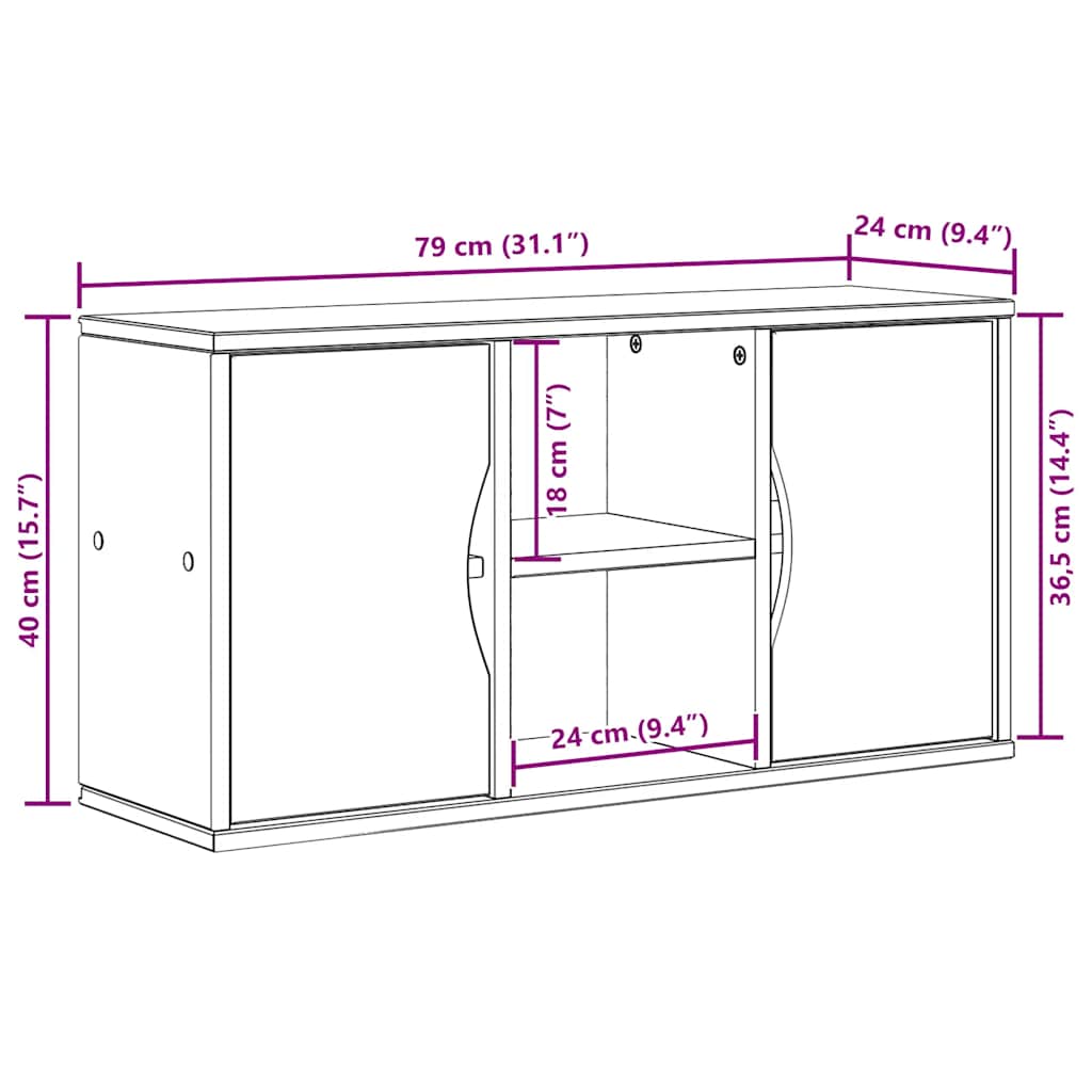 Meuble TV ODDA 79x24x40 cm en pin massif
