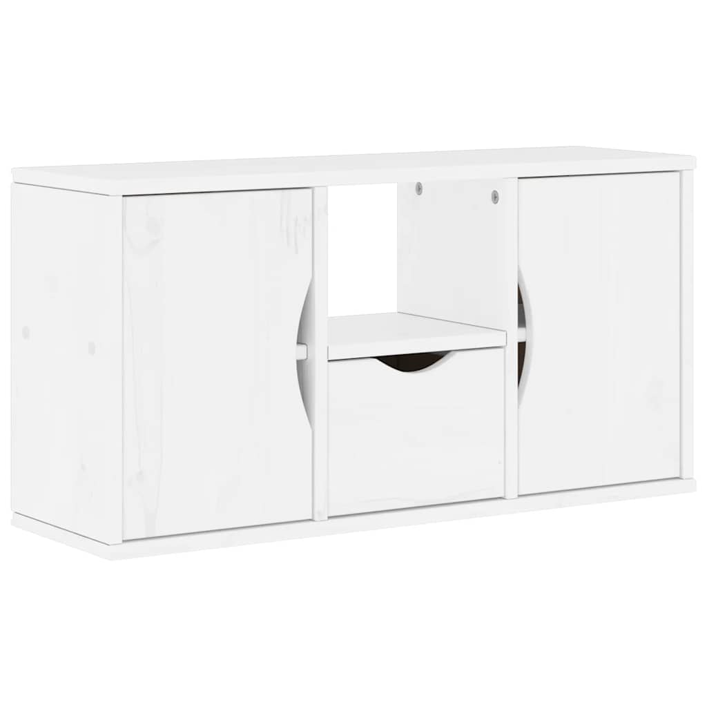 Meuble TV avec tiroir blanc 79x24x40 cm en pin massif