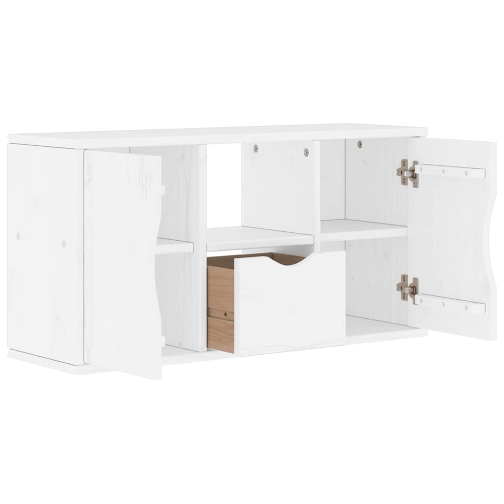 Meuble TV avec tiroir blanc 79x24x40 cm en pin massif