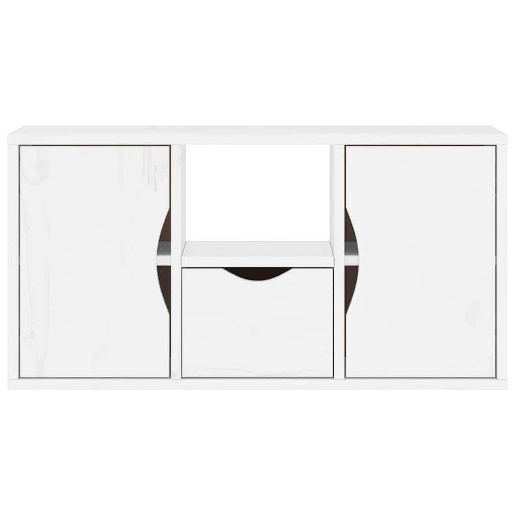 Meuble TV avec tiroir blanc 79x24x40 cm en pin massif
