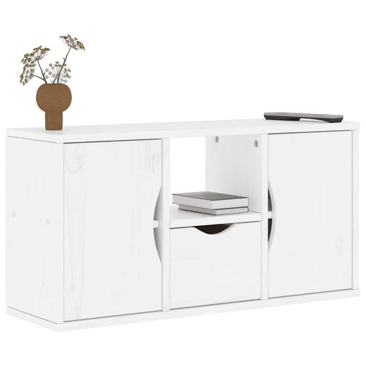 Meuble TV avec tiroir blanc 79x24x40 cm en pin massif
