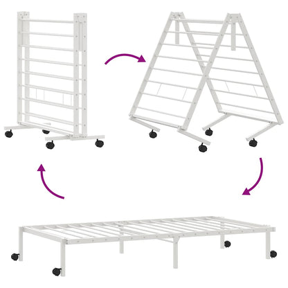 Bettgestell ohne Matratze Klappbar Weiß 100x190 cm Stahl