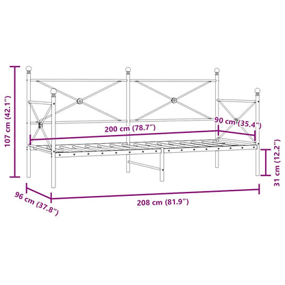 Etagenbett ohne Matratze Schwarz 90x200 cm Stahl