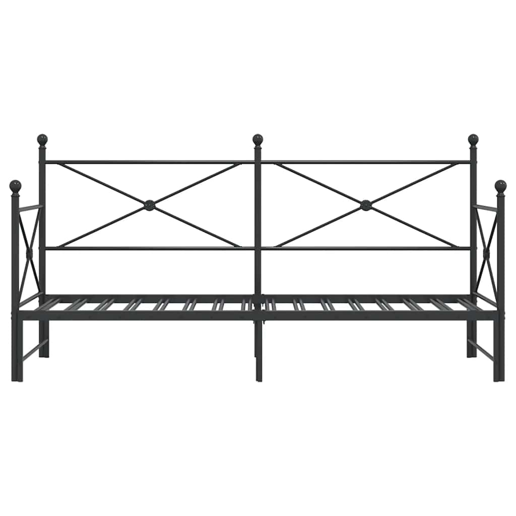 Tagesbett Ausziehbar ohne Matratze Schwarz 80x200 cm Stahl