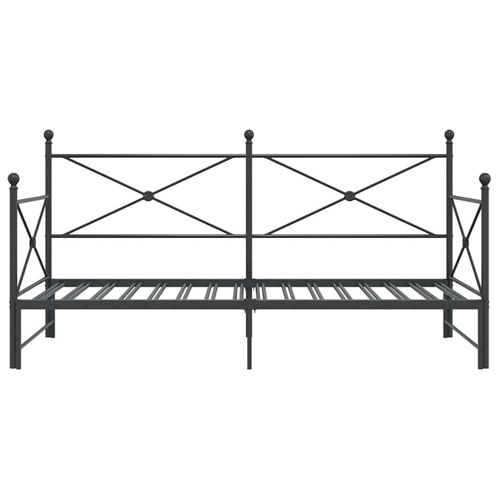 Tagesbett Ausziehbar ohne Matratze Schwarz 107x203 cm Stahl