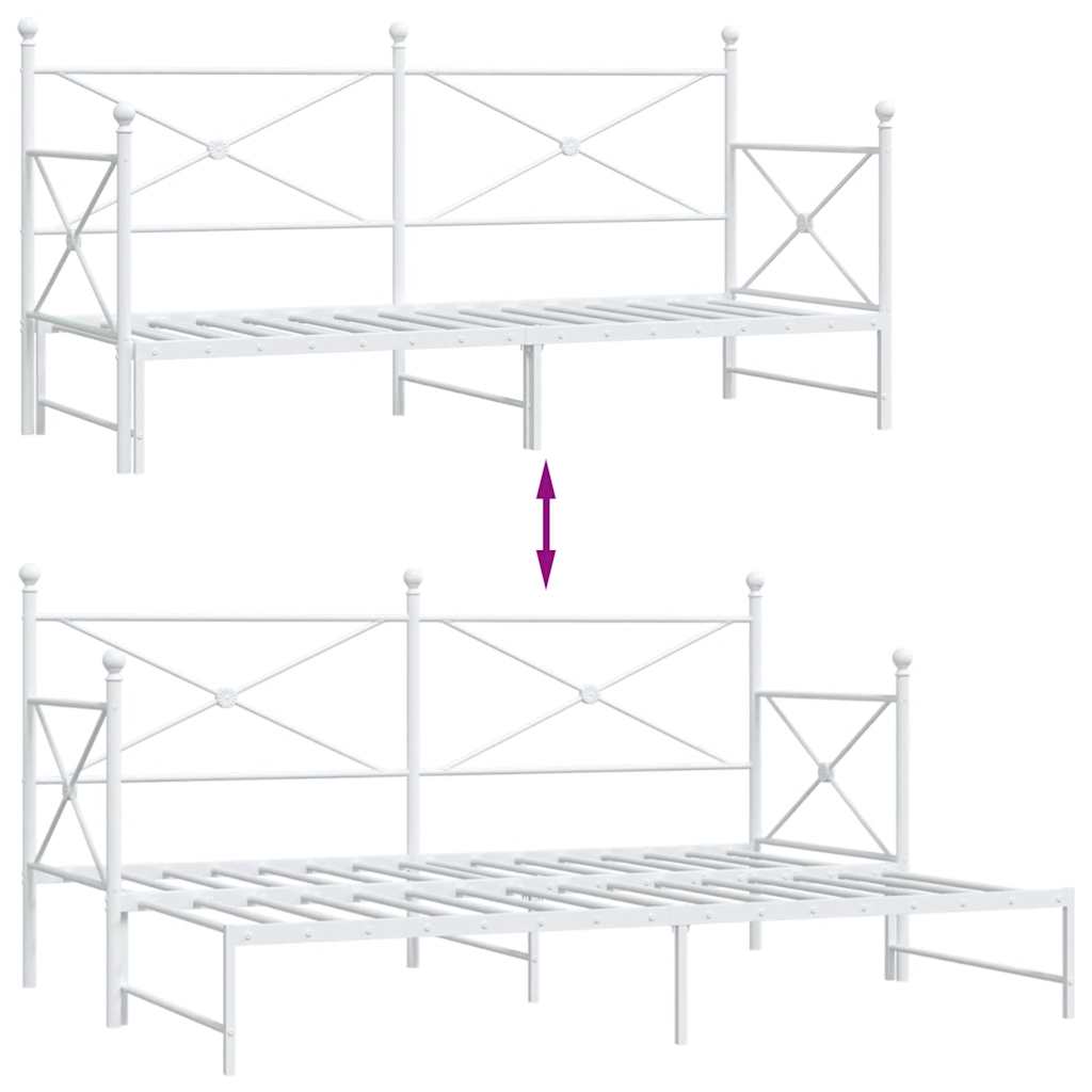 Tagesbett Ausziehbar ohne Matratze Weiß 80x200 cm Stahl