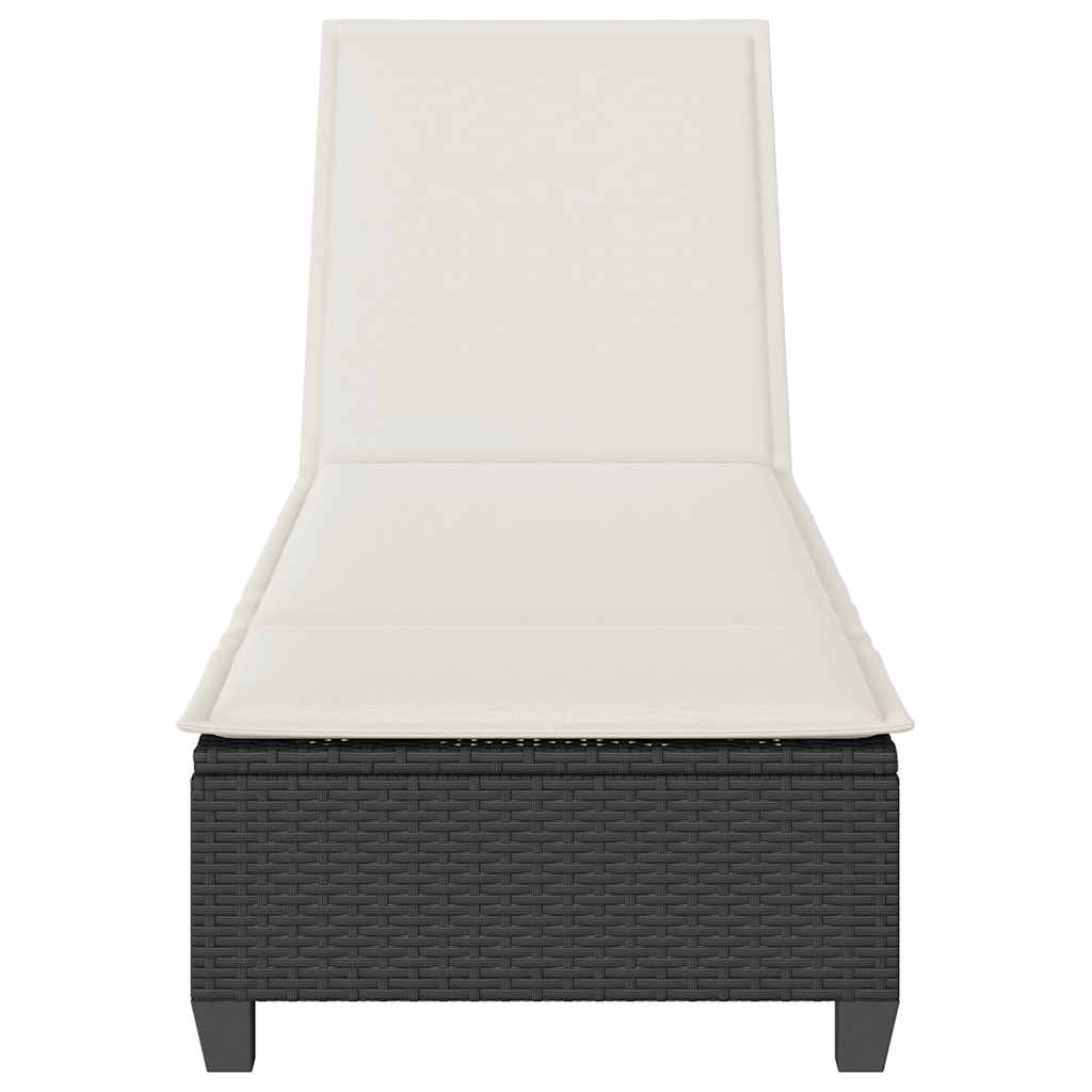 Sonnenliege mit Auflagen Schwarz 55x200x25,5cm Poly Rattan