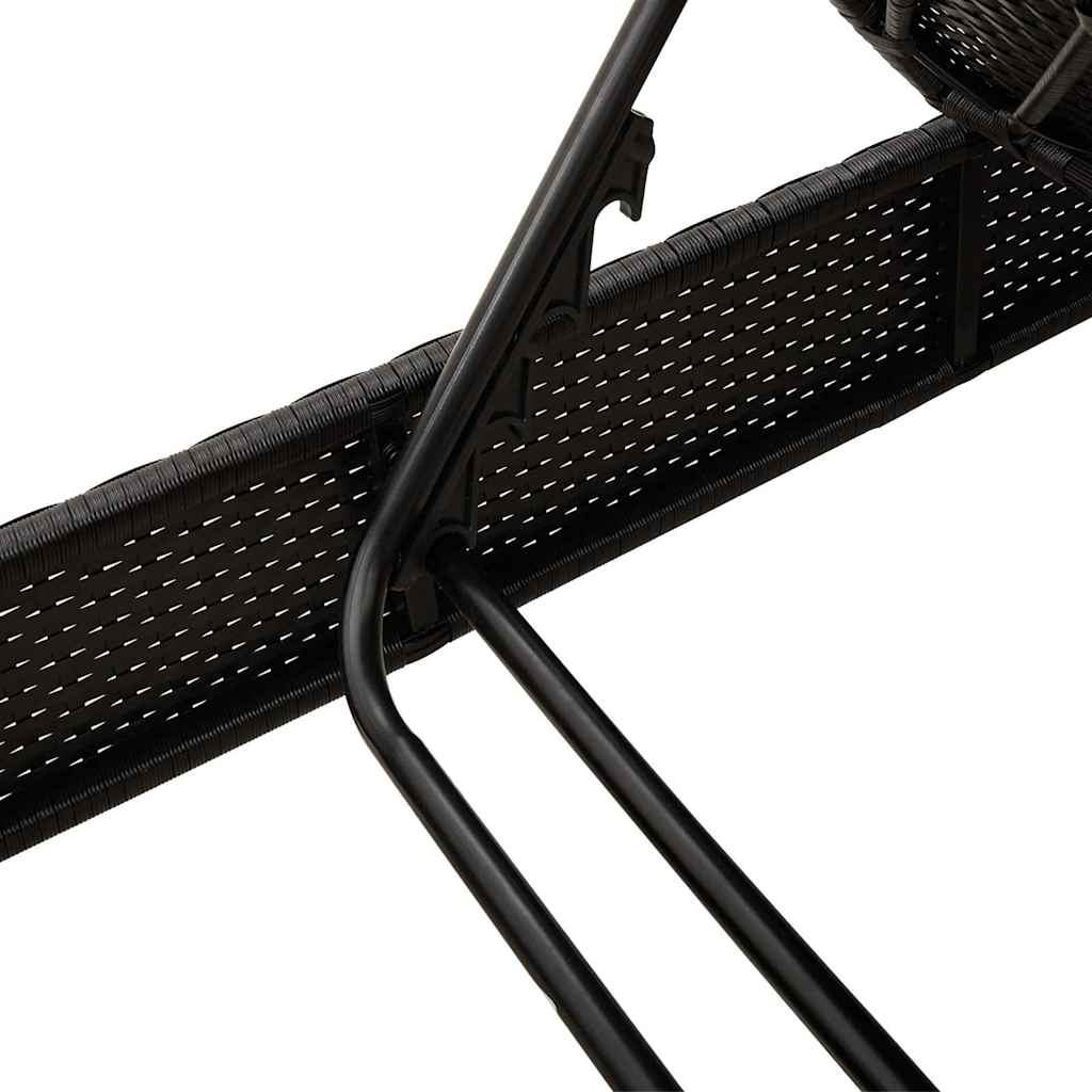 Sonnenliege mit Auflagen Schwarz 55x200x25,5cm Poly Rattan