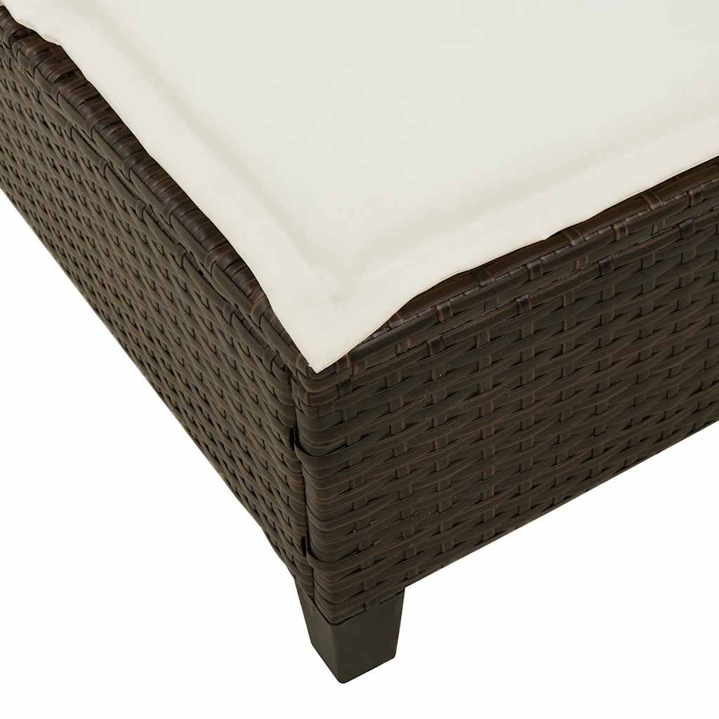 Chaise longue avec coussins marron 55x200x25,5cm en résine tressée