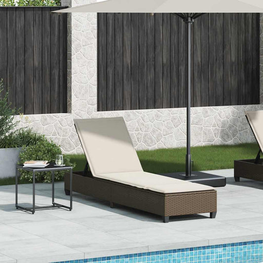 Chaise longue avec coussins marron 55x200x25,5cm en résine tressée