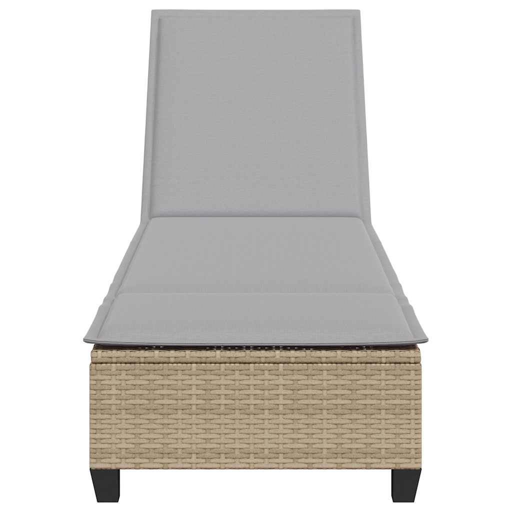 Chaise longue avec coussins beige 55x200x25,5cm en résine tressée