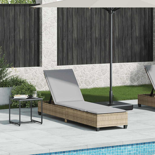 Chaise longue avec coussins beige 55x200x25,5cm en résine tressée