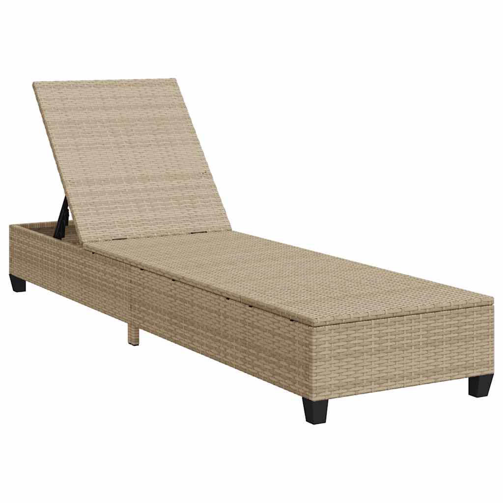 Chaise longue avec coussins beige 55x200x25,5cm en résine tressée