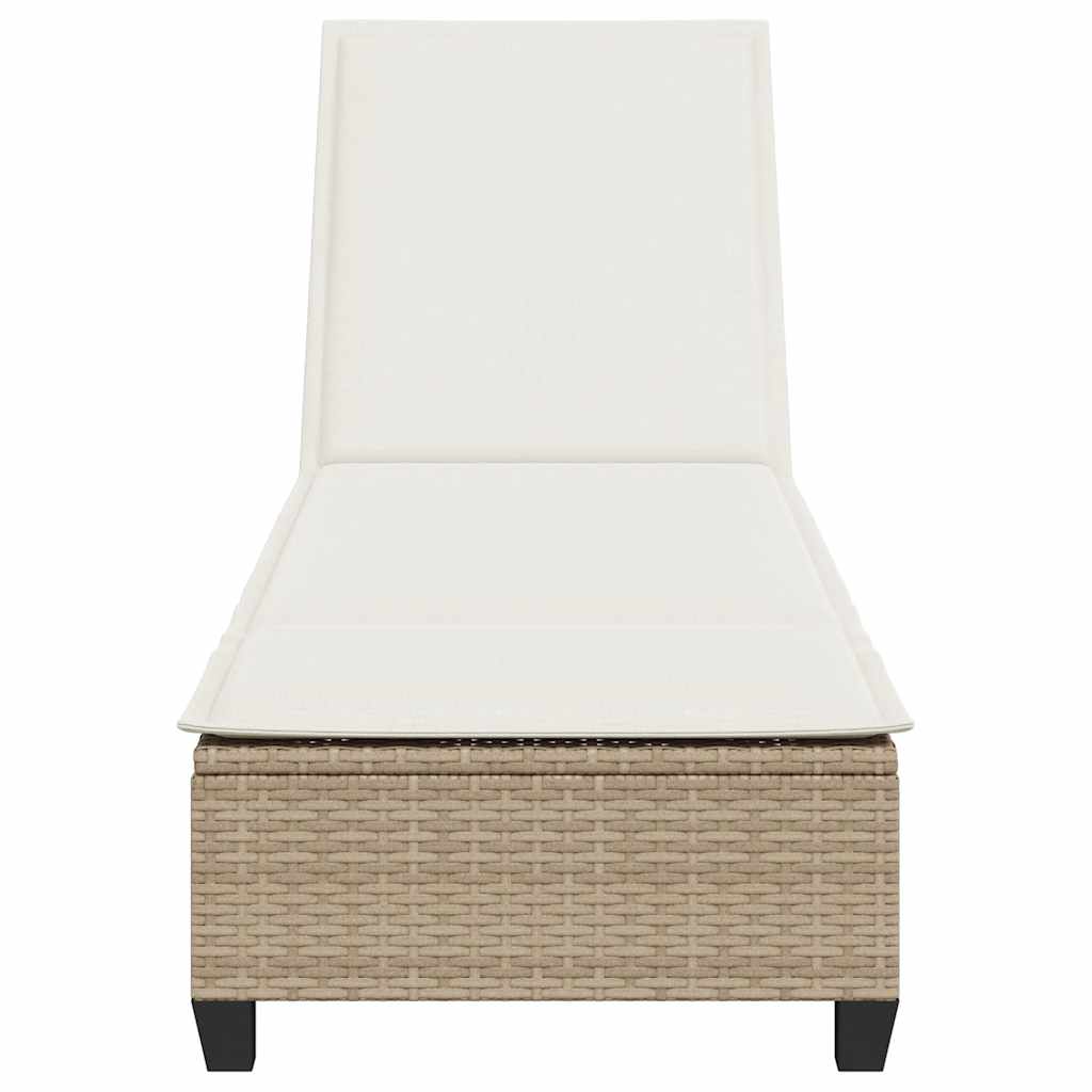 Chaise longue avec coussins beige 55x200x25,5cm en résine tressée
