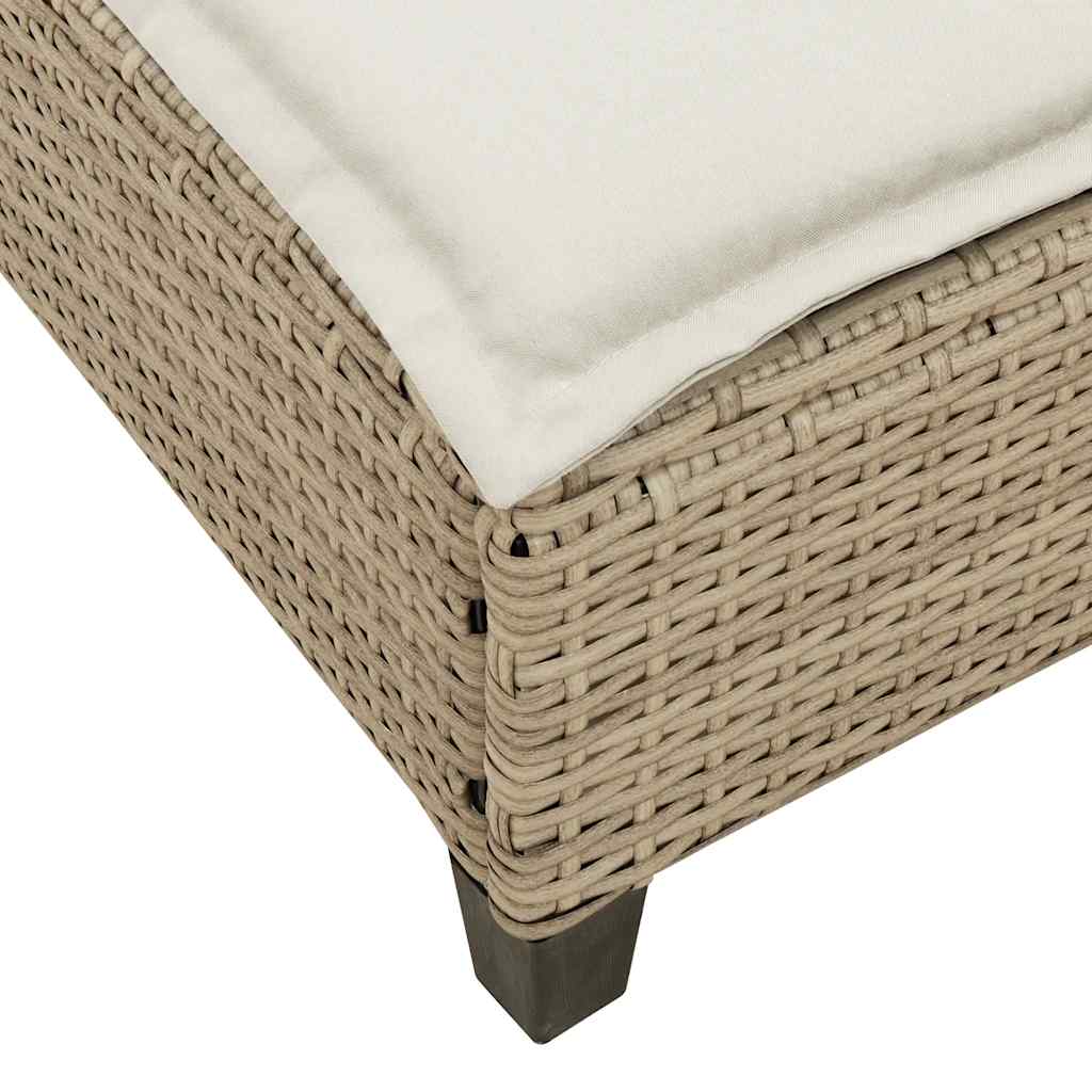 Chaise longue avec coussins beige 55x200x25,5cm en résine tressée