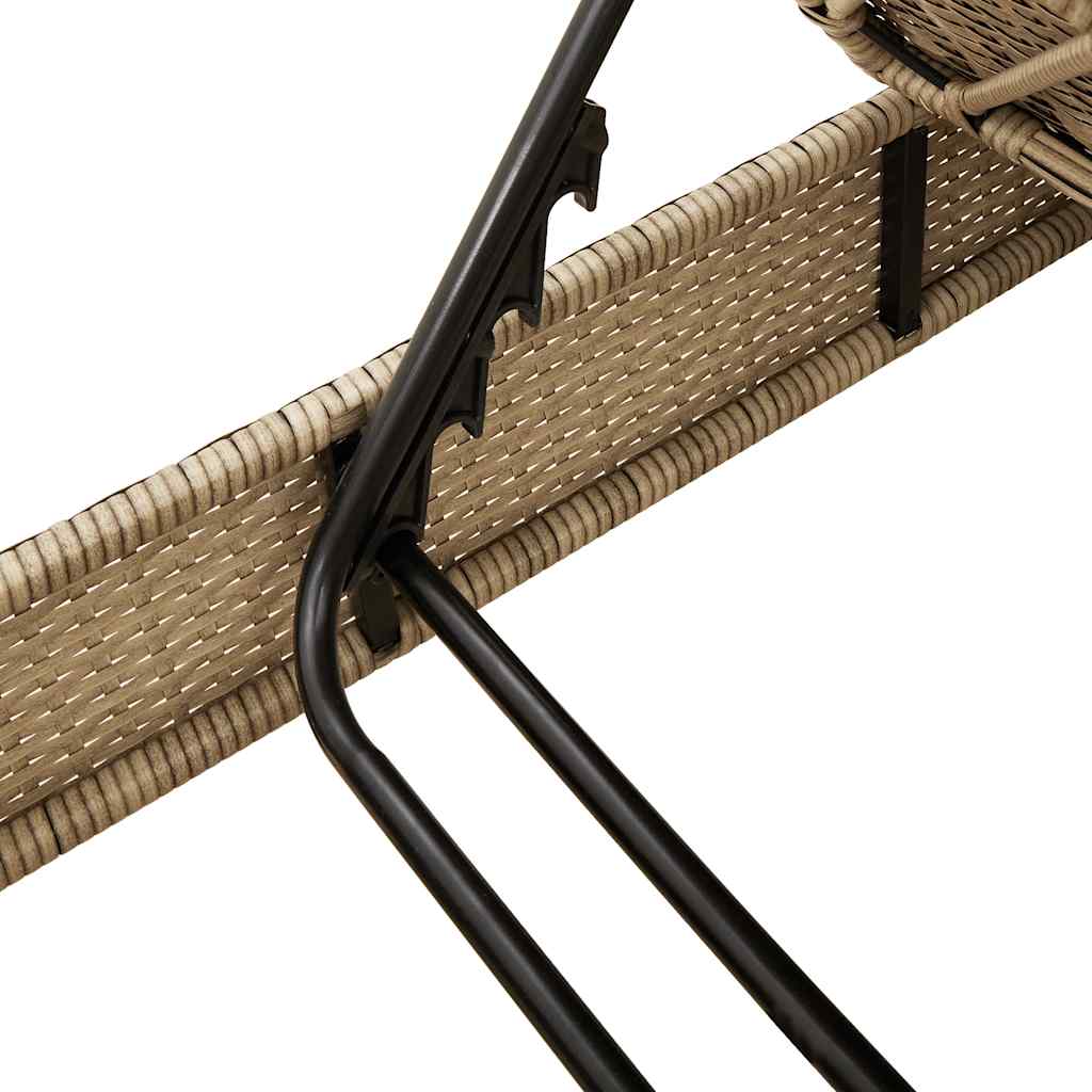 Chaise longue avec coussins beige 55x200x25,5cm en résine tressée
