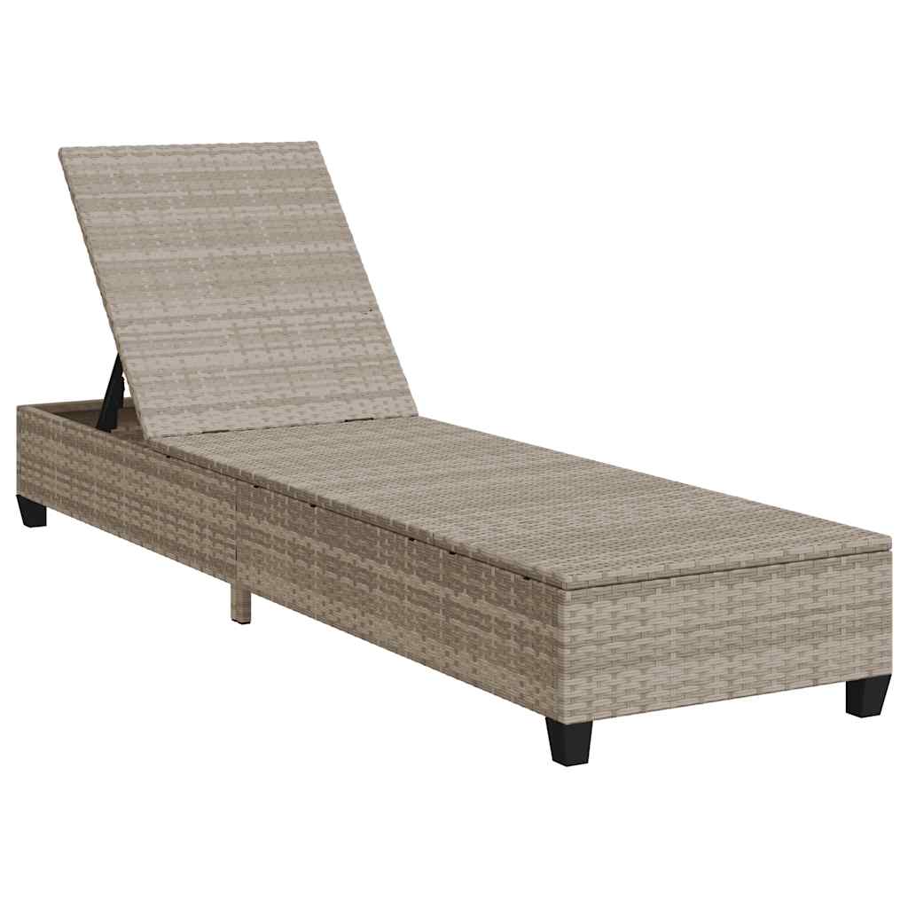 Chaise longue avec coussins gris clair 55x200x25,5cm en résine tressée