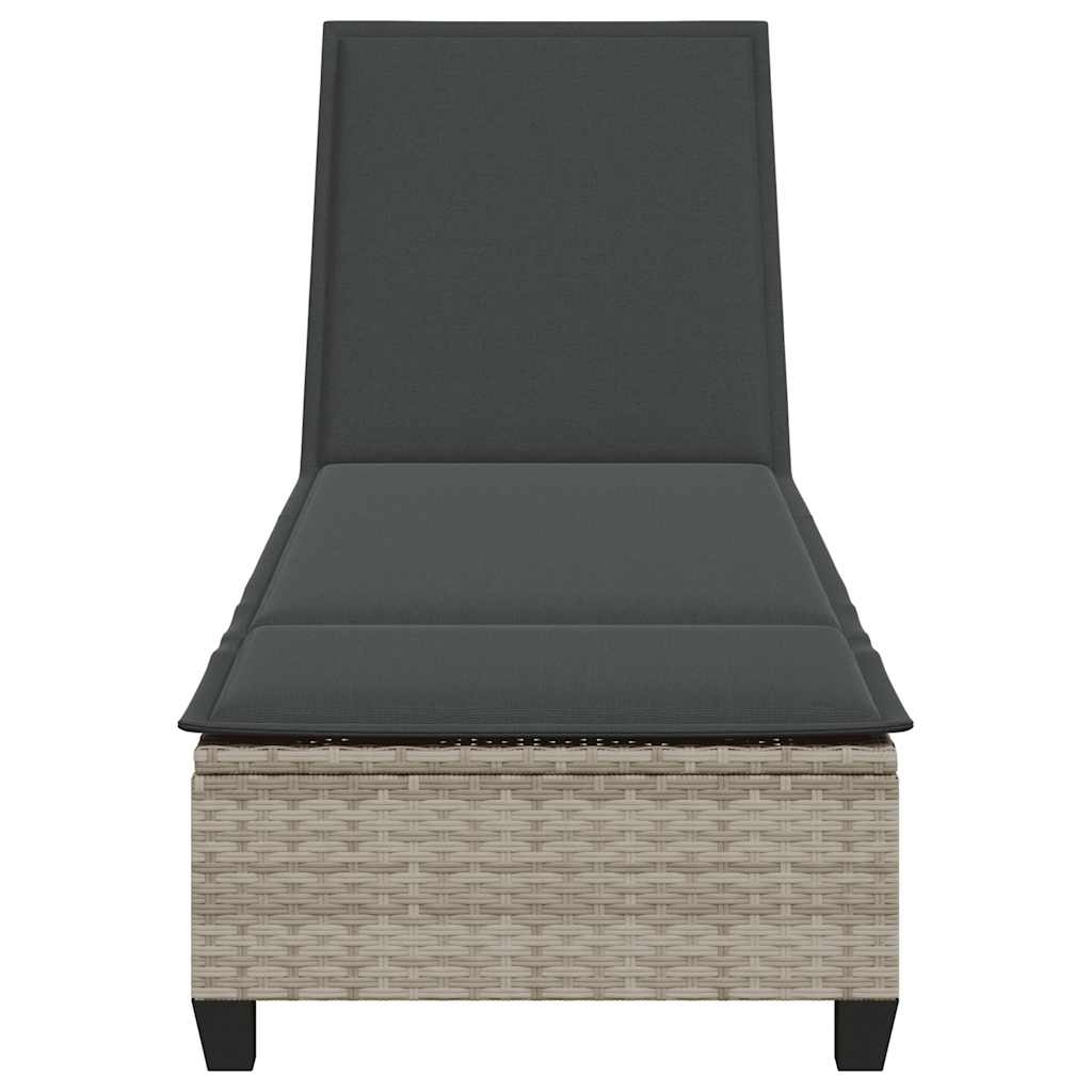 Chaise longue avec coussins gris clair 55x200x25,5cm en résine tressée