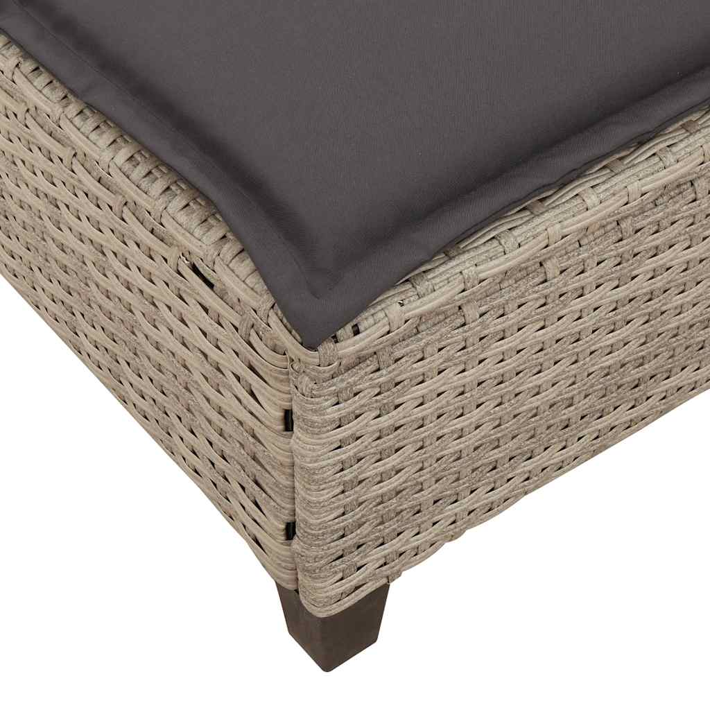 Chaise longue avec coussins gris clair 55x200x25,5cm en résine tressée