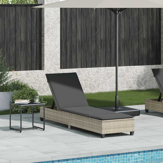 Chaise longue avec coussins gris clair 55x200x25,5cm en résine tressée
