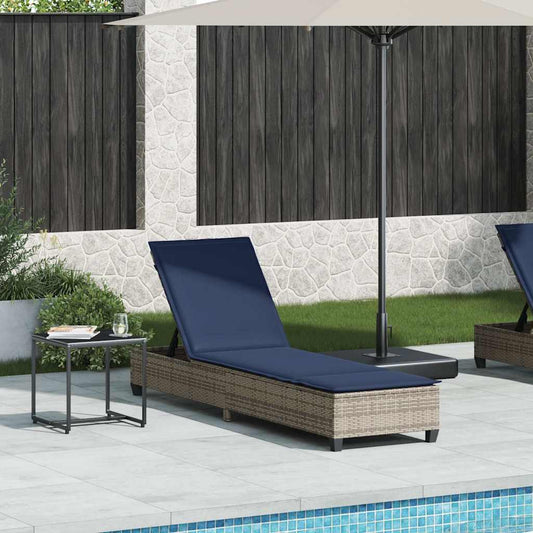 Chaise longue avec coussins gris 55x200x25,5cm en résine tressée