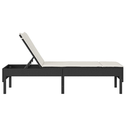 Sonnenliege mit Auflage Schwarz 55x200x44 cm Poly Rattan