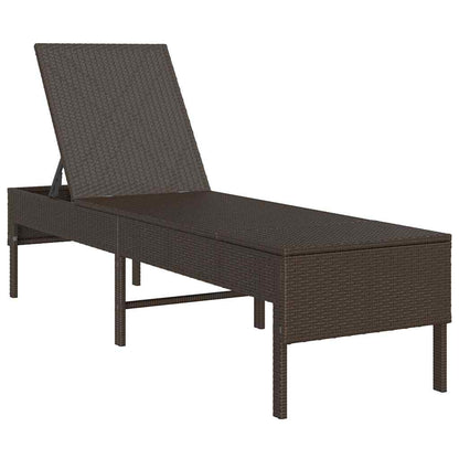 Sonnenliege mit Auflage Braun 55x200x44 cm Poly Rattan