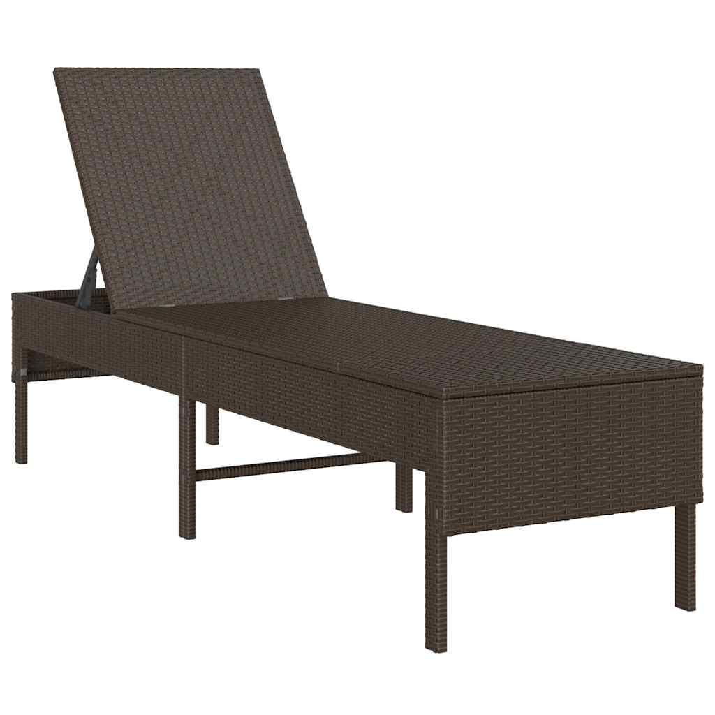 Chaise longue avec coussin marron 55x200x44 cm en résine tressée
