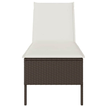 Sonnenliege mit Auflage Braun 55x200x44 cm Poly Rattan