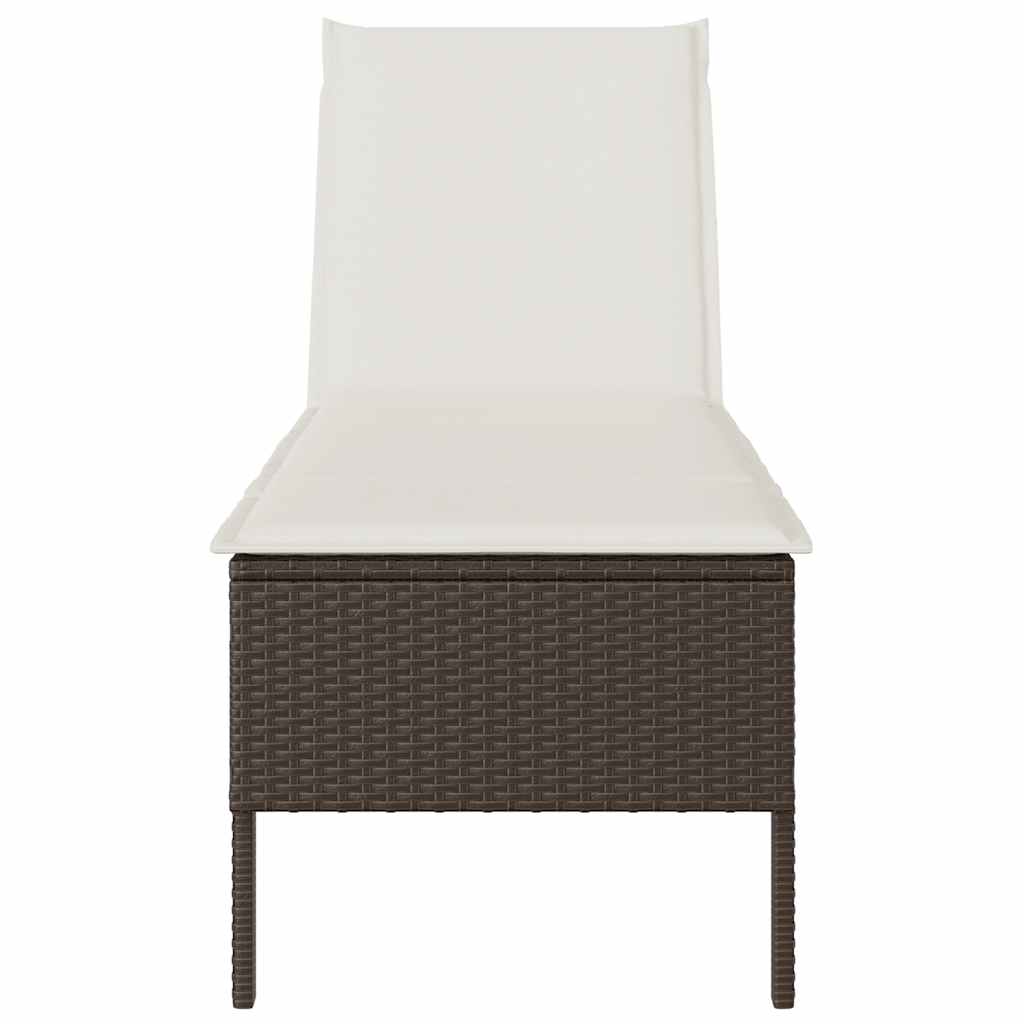 Chaise longue avec coussin marron 55x200x44 cm en résine tressée